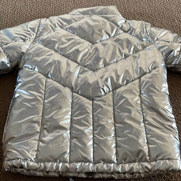 Central Park West Kid Girls Silver Puffer Jacket - Picture 6 of 8